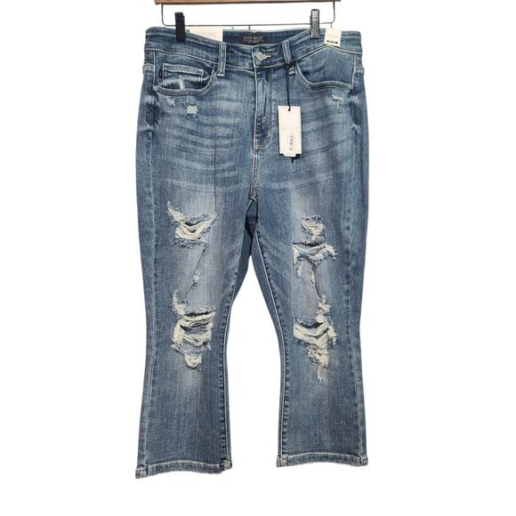 Judy Blue Denim - Judy Blue Skinny Fit Capri Jeans Distressed Stretch NWT 16W jb82258